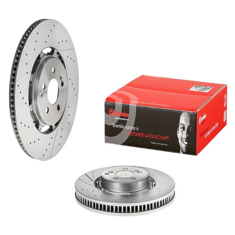 Brembo 09.D411.33 Premium Dual Cast Vented Drilled/Grooved UV Coated Brake Rotor