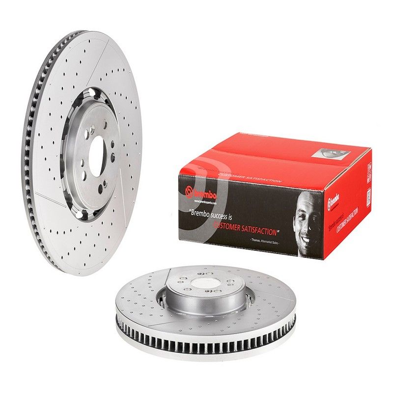 Brembo 09.D601.43 Premium Dual Cast Vented Drilled/Grooved UV Coated Brake Rotor