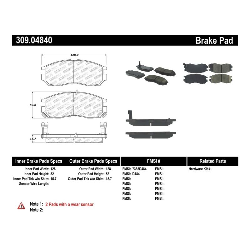 Stoptech 309.04840 Performance 4/89-99 Mitsubishi Eclipse GST Front Brake Pads