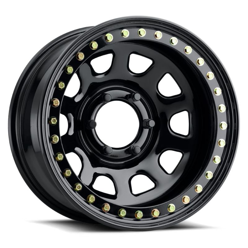 Raceline RT51 Daytona Rock 17x8in/6x139.7 BP/-25mm Offset/107.95mm Bore - Gloss Black Beadlock Wheel