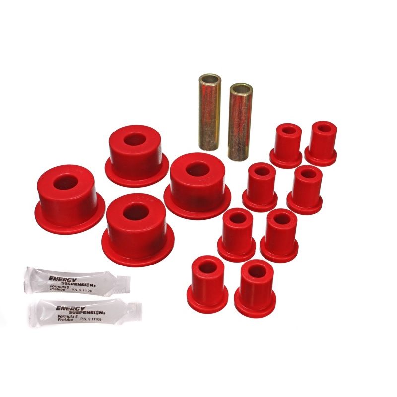 Energy Suspension 65-72 Dodge Charger (w/ 2in Main Eye) Red Rear Leaf Spring Bushing Set
