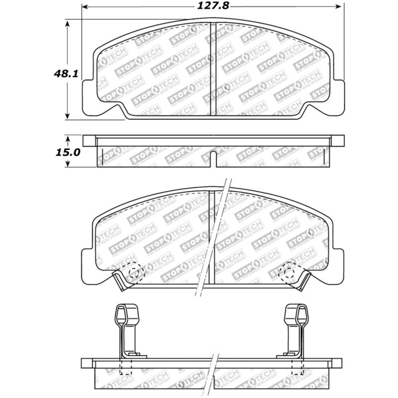 StopTech Street Touring 93-00 Honda Civic DX w/ Rr Drum Brakes Front Brake Pads