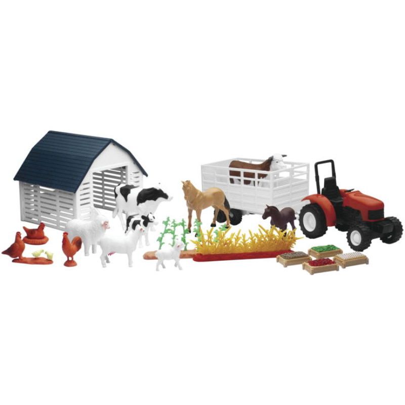 New Ray Toys 04106A Country Life Playset Barnyard with Tractor/ Garden Rows and Animals