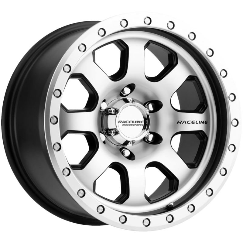 Raceline 929M Avenger 17x9in / 8x165.1 BP / -12mm Offset / 130.81mm Bore - Black & Machined Wheel