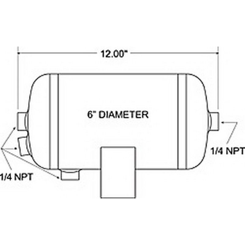 Firestone 9244 Air Tank 1 Gallon 6in. x 12in. L (4) 1/4in. NPT Ports 150 PSI Max - Black (WR17609244)