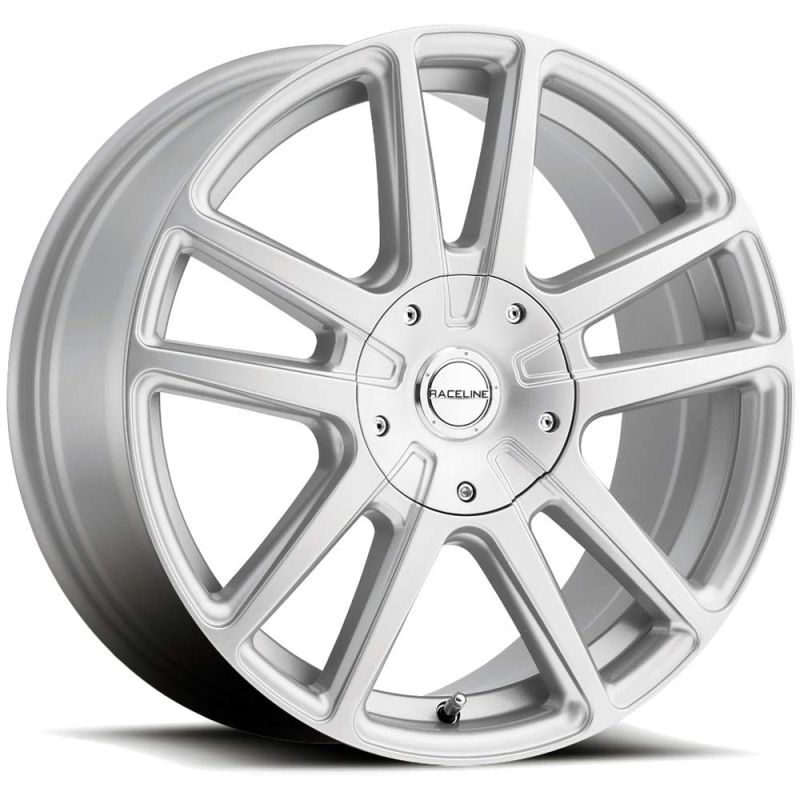 Raceline 145S Encore 18x8in / 5x114.3/5x127 BP / 40mm Offset / 72.62mm Bore - Gloss Silver Wheel