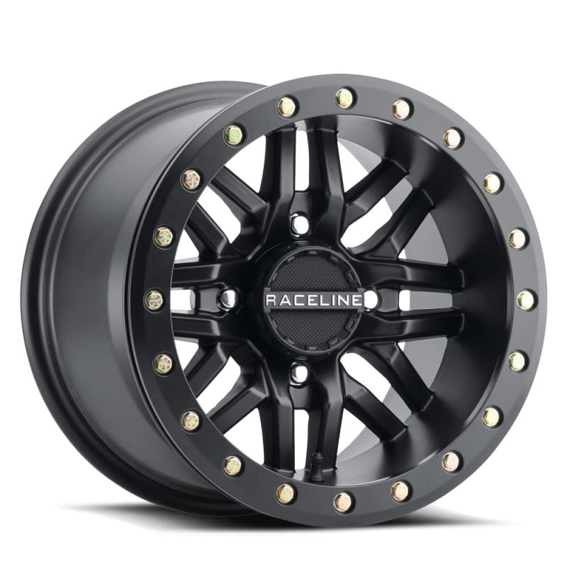 Raceline A91B Ryno 14x7in / 4x156 BP / 10mm Offset / 132.5mm Bore - Satin Black Beadlock Wheel