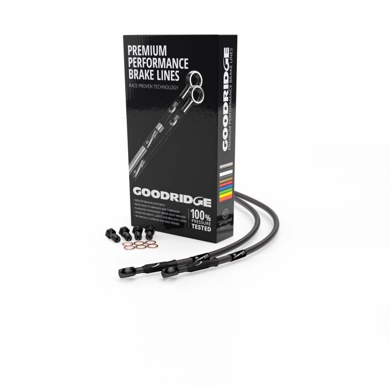 Goodridge KW0510-1FCBK-CB 94-01 Kawasaki GPZ500S D1-E8 Carbon Front SS Brake Lines w/Black Fittings