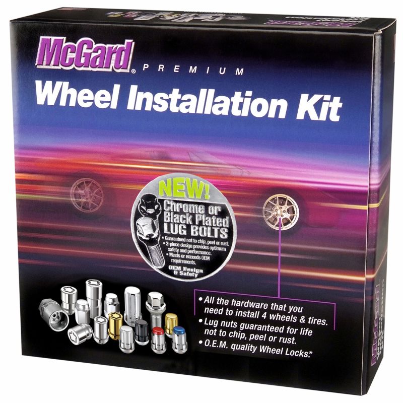 McGard 5 Lug Hex Install Kit w/Locks (Cone Seat Bolt) M14X1.25 / 17mm Hex / 27.5mm Shank L. - Chrome