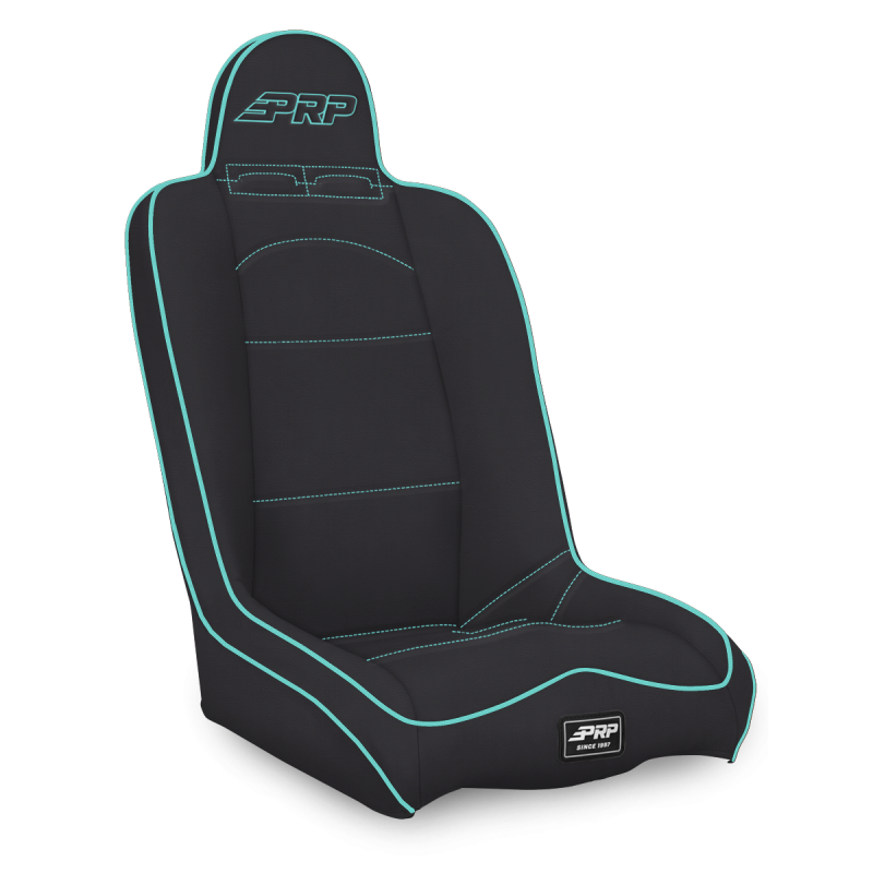 PRP Seats A140110-201-238 PRP Daily Driver High Back Suspension Seat- Black/Teal Vinyl