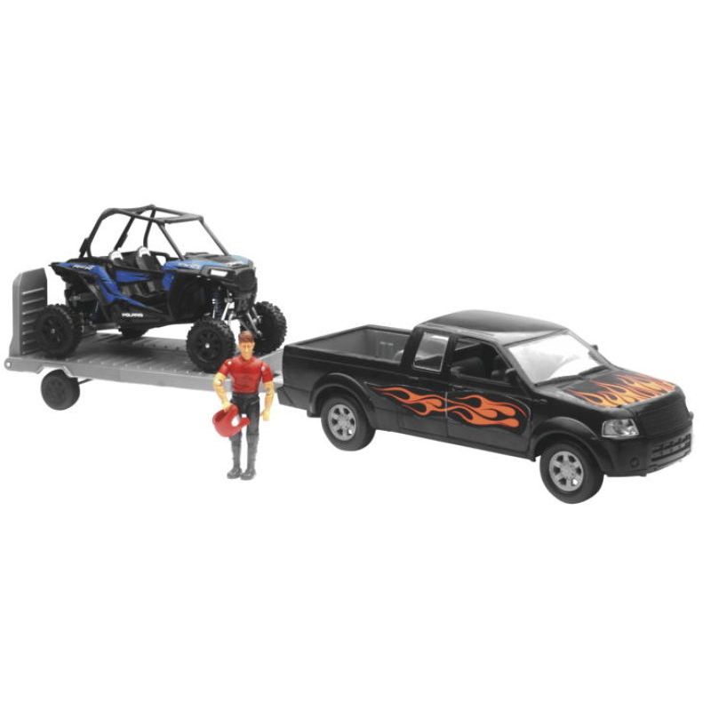 New Ray Toys SS-37426E Pickup with Polaris RZR XP1000 and Figurine Set/ Scale - 1:18