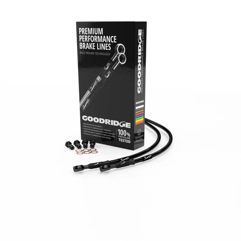 Goodridge KW0510-1FCBK-BK 94-01 Kawasaki GPZ500S D1-E8 Black Front SS Brake Lines w/Black Fittings
