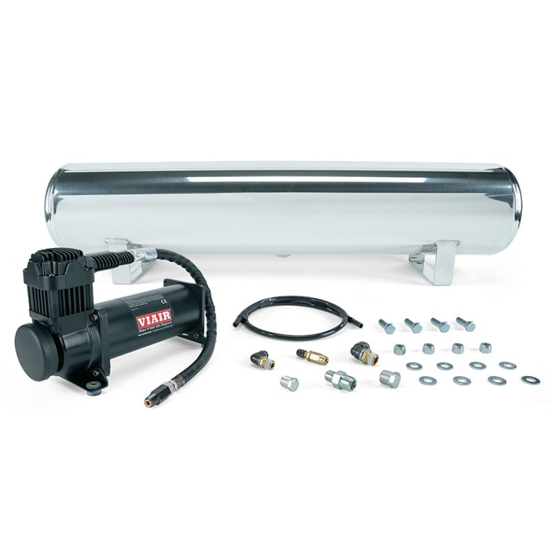 Air Lift 27806 4 Gal. Polished Tank w/ Viair 444b Blk Compressor (Incl. Fittings & Mounting Hardware)