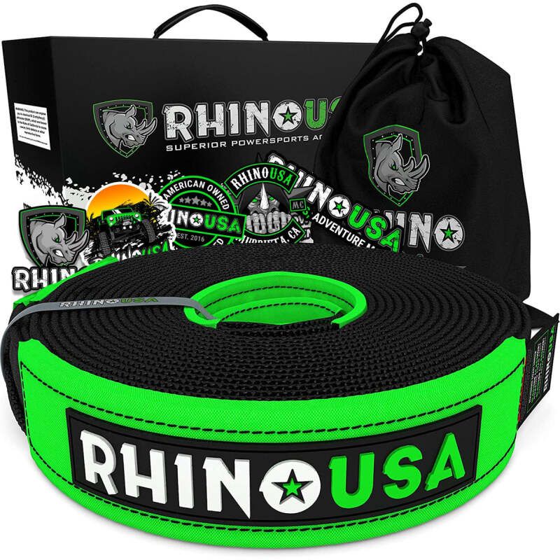 Rhino USA RNO-TOWSTRAP220 Recovery Tow Strap 2Inx20Ft (Black)