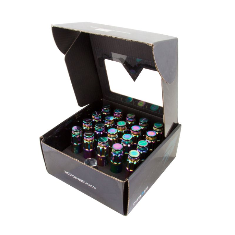NRG 700 Series M12 X 1.25 Steel Lug Nut w/Dust Cap Cover Set 21 Pc w/Locks & Lock Socket - Neochrome