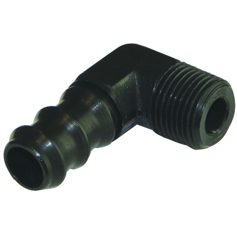 Moroso 65388 Air/Oil Separator Fuel Line Fitting - 3/8in to 1/2in Hose - 90 Degree - Black - Single