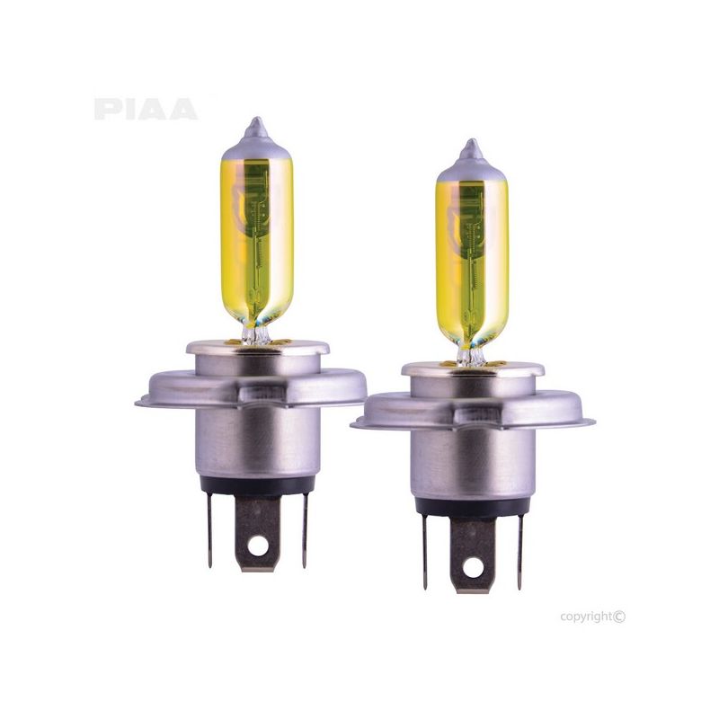 PIAA 22-13404 PIAA H4 Solar Yellow Twin Pack Halogen Bulbs