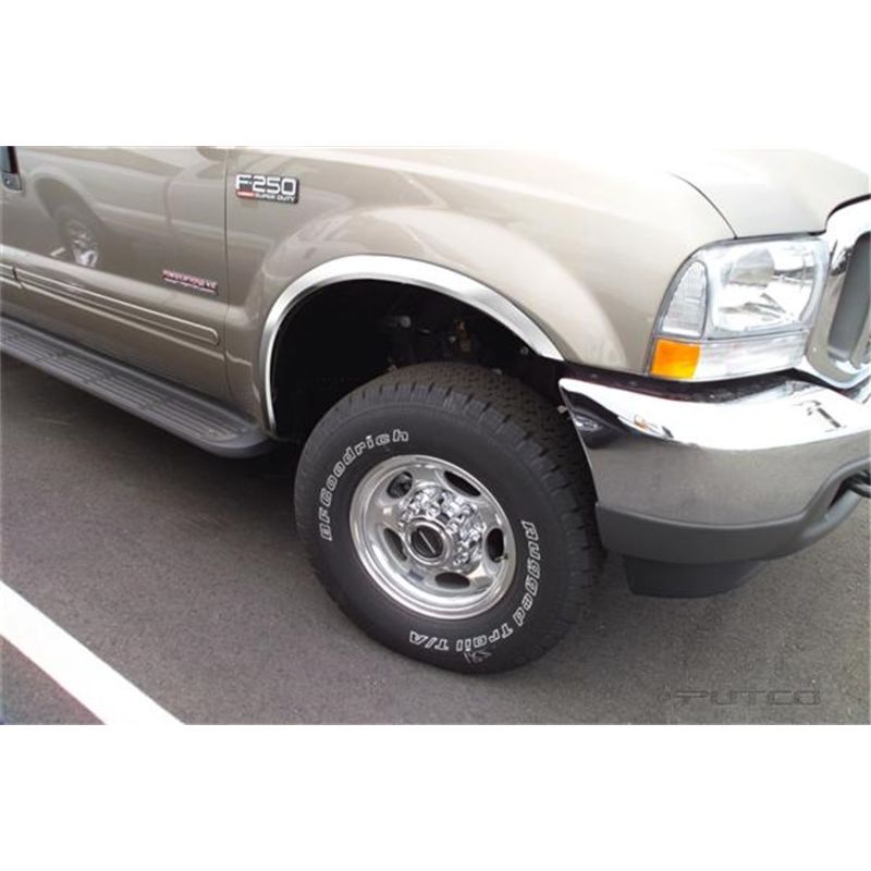 Putco 97216 99-07 Ford SuperDuty Pickup - Full Stainless Steel Fender Trim