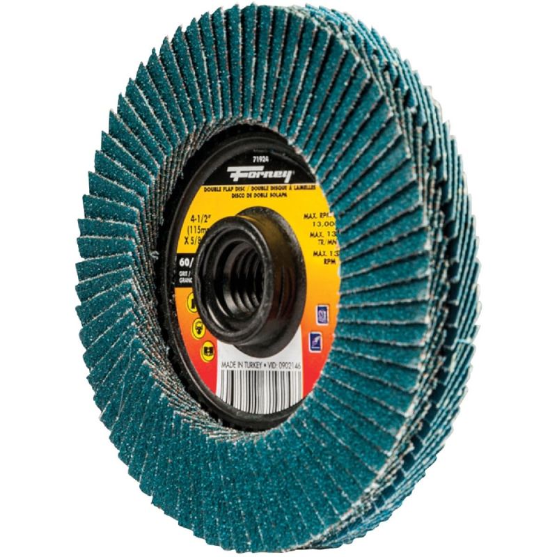Forney 71924 4-1/2" Double-Sided Flap Disc, 60/120 Grits