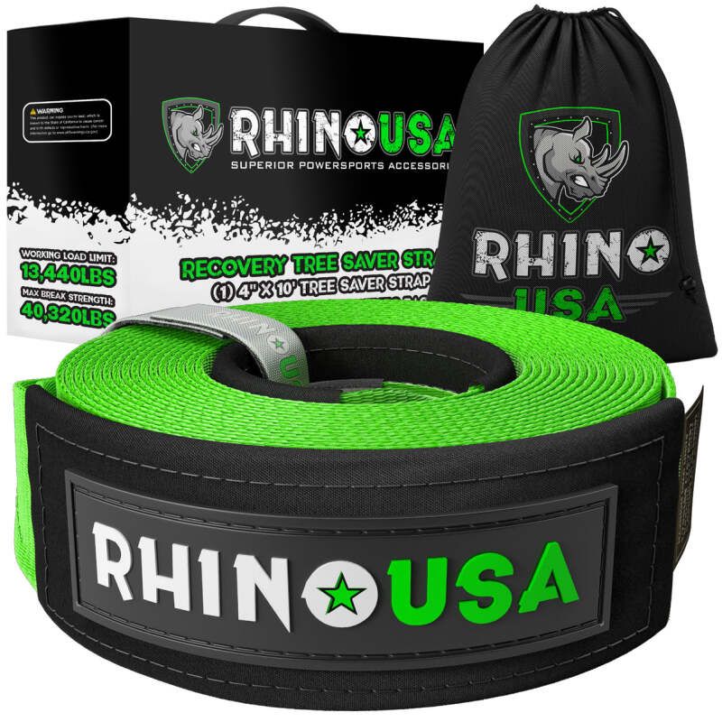 Rhino USA RG-TS4X10-GRN Recovery Tree Saver Strap 4Inx10Ft (Green)