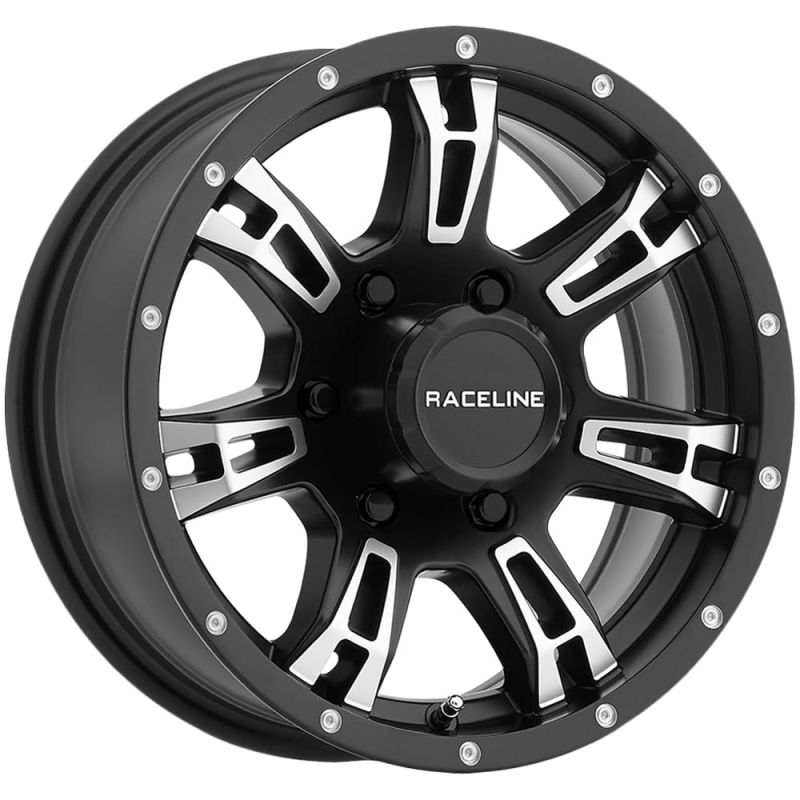 Raceline 840 Arsenal 15x6in / 6x139.7 BP / 0mm Offset / 4.25mm Bore - Black & Machined Wheel
