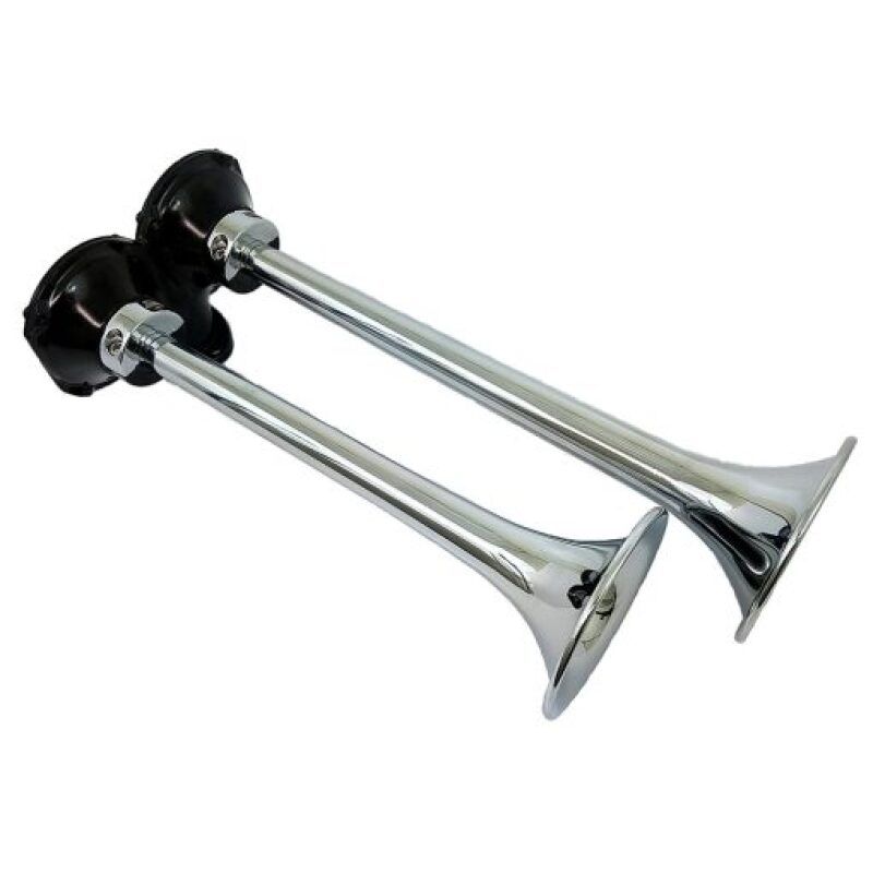 Kleinn Air Horns 401 Kleinn Chrome Roof Mount Dual Horn/ 13.5In/11.5In - Chrome-Plated Spun Copper