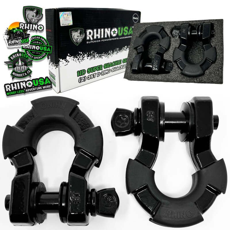 Rhino USA SUPERSHACK-BLK 8T Super Shackle 2-Pack (Black)
