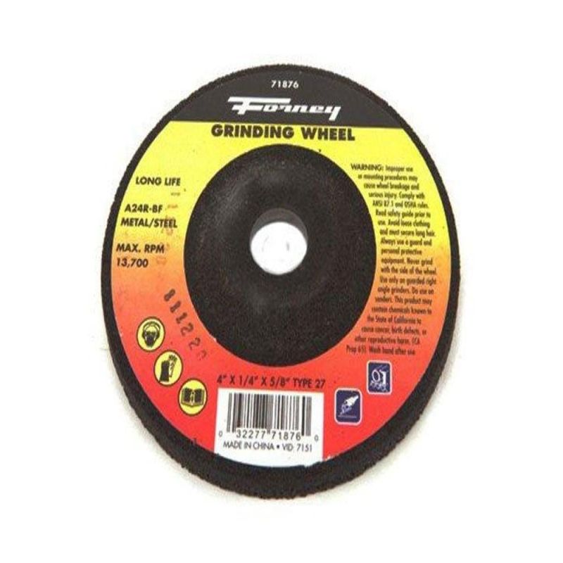 Forney 71876 Grinding Wheel with 5/8-Inch Arbor, Metal Type 27, A24R-BF, 4-Inch-by-1/4-Inch