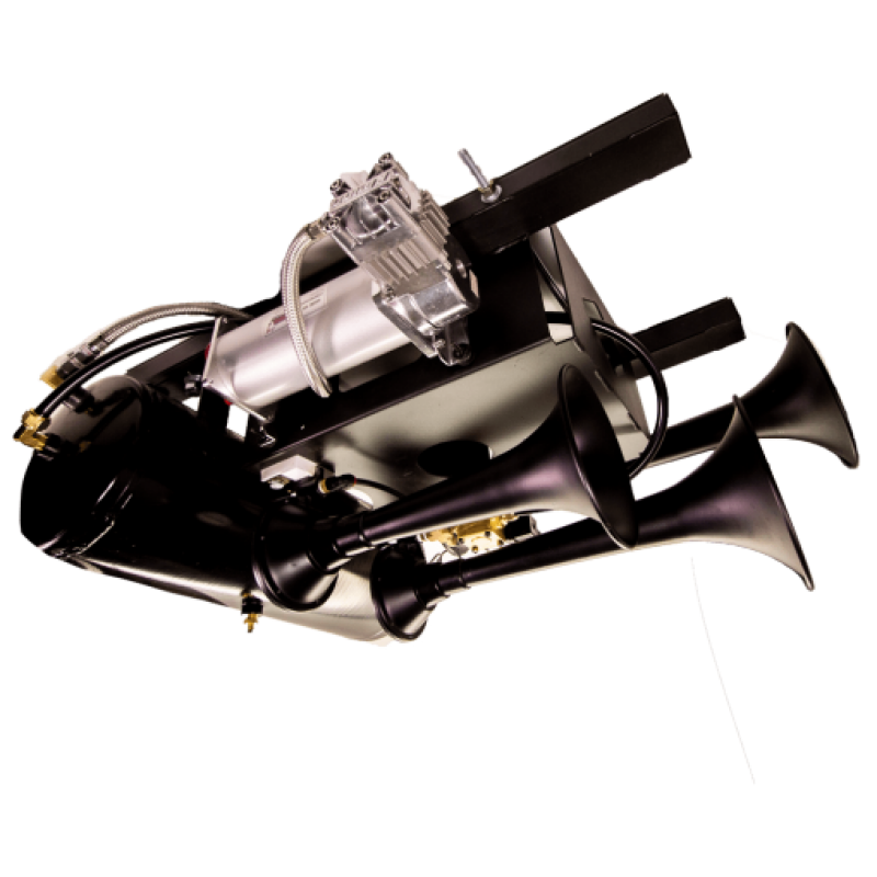 Kleinn Air Horns USTL-734 Kleinn Spare Tire Kit w/ Black Triple Horns/ 150 PSI Waterproof Air Compressor / 3.0 gal Air Tank