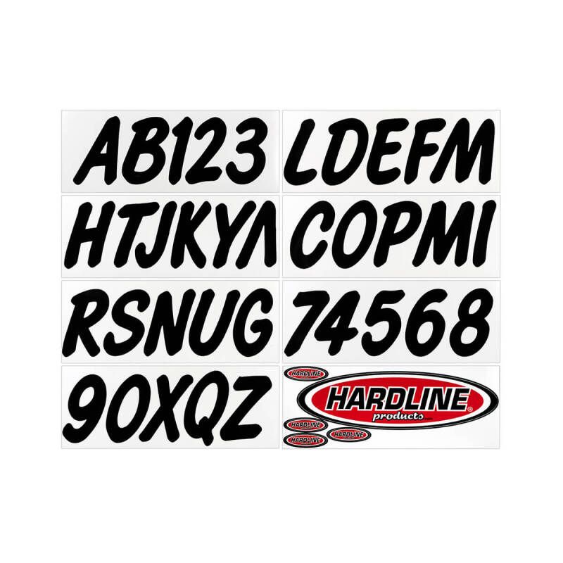 Hardline BLK400EC Boat Lettering Registration Kit 3 in. - 400 Black Solid