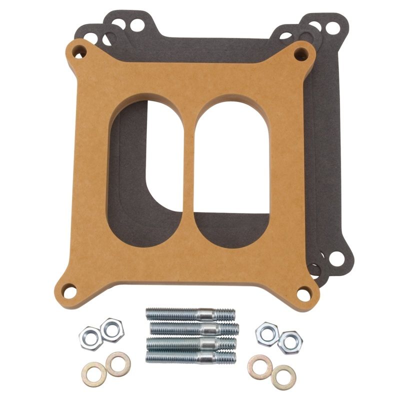 EDELBROCK EDE8725 Carburetor Spacer - .5in Divided - Wood