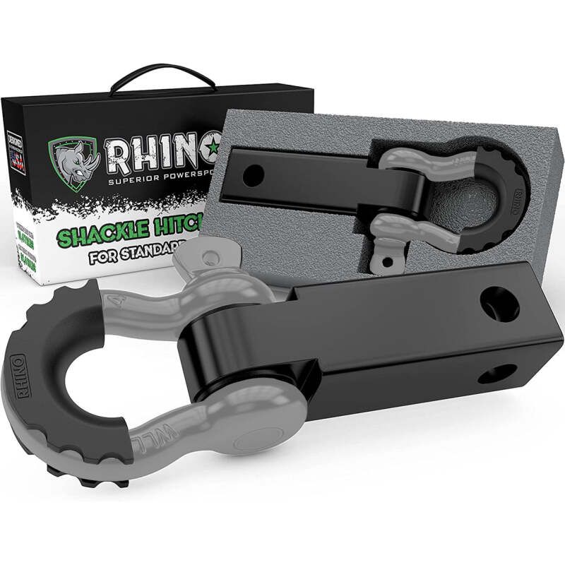 Rhino USA RG-HTHITCH2-GRY Shackle Hitch Receiver W/ D-Ring (Gray)