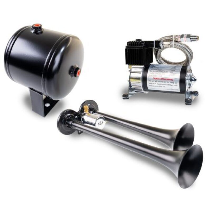 Kleinn Air Horns HK2-1 Kleinn Dual Black Horn Kit w/ 120 PSI Air Compressor / 0.5 gal Air Tank