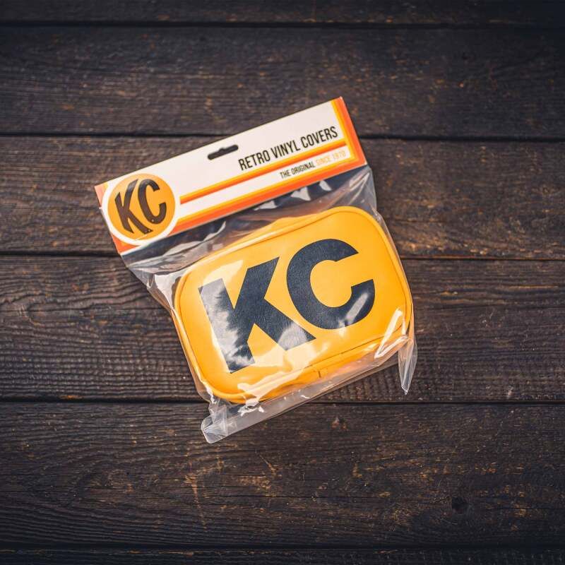 KC HiLiTES 5601 Retro 5in x 7in Rectangular Yellow Vinyl Light Cover w/ Black KC Logo (Pair)
