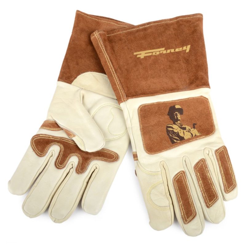 Forney 53410 Signature Men's Welding Gloves, Large, White/Brown