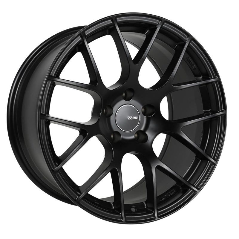 Enkei 467-880-4445BK Raijin 18x8 45mm Offset 5x112 Bolt Pattern 72.6 Bore Diamter Matte Black Wheel