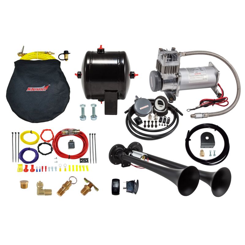 Kleinn Air Horns HKUTV Kleinn Dual Black Horn Kit w/ 150 PSI Waterproof 0.5 gal Air Tank