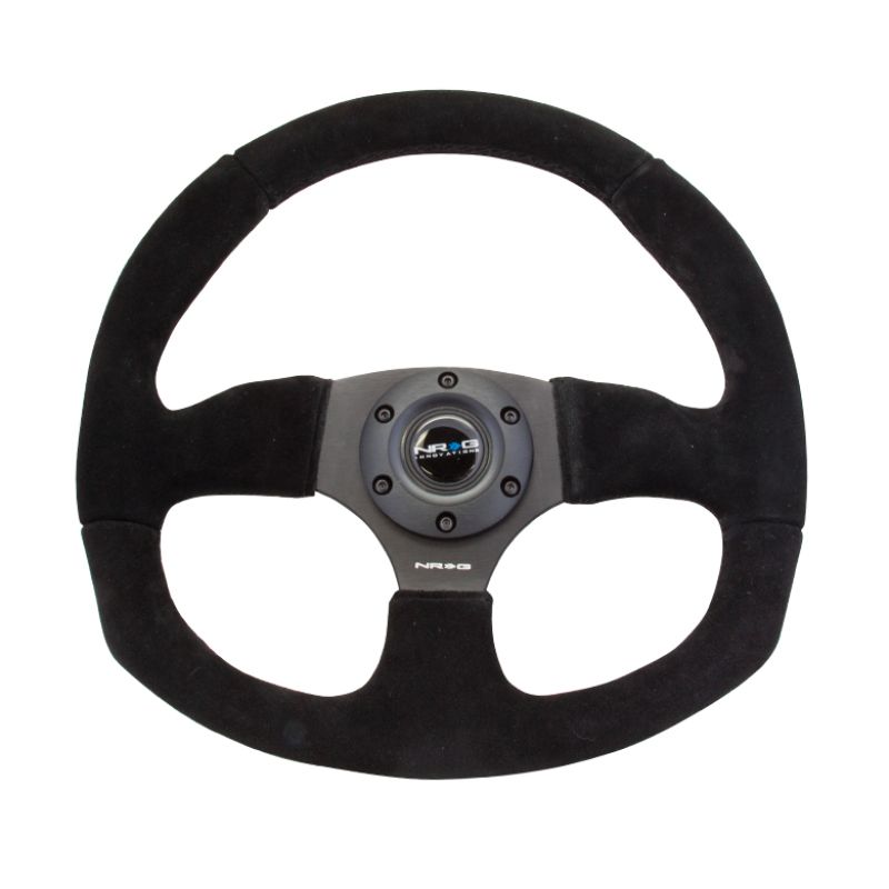 NRG Reinforced Steering Wheel (320mm Horizontal / 330mm Vertical) Black Suede w/Black Stitching