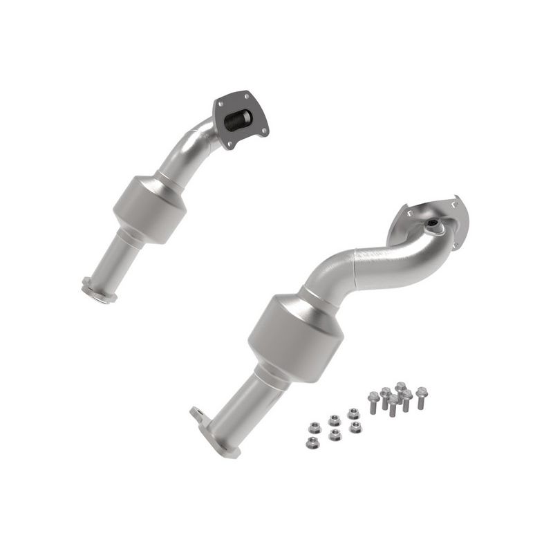 aFe Power 48-46012-HC Twisted Steel Down Pipe 2-1/2 to 2-1/4 IN 409 Stainless Steel w/ Cat