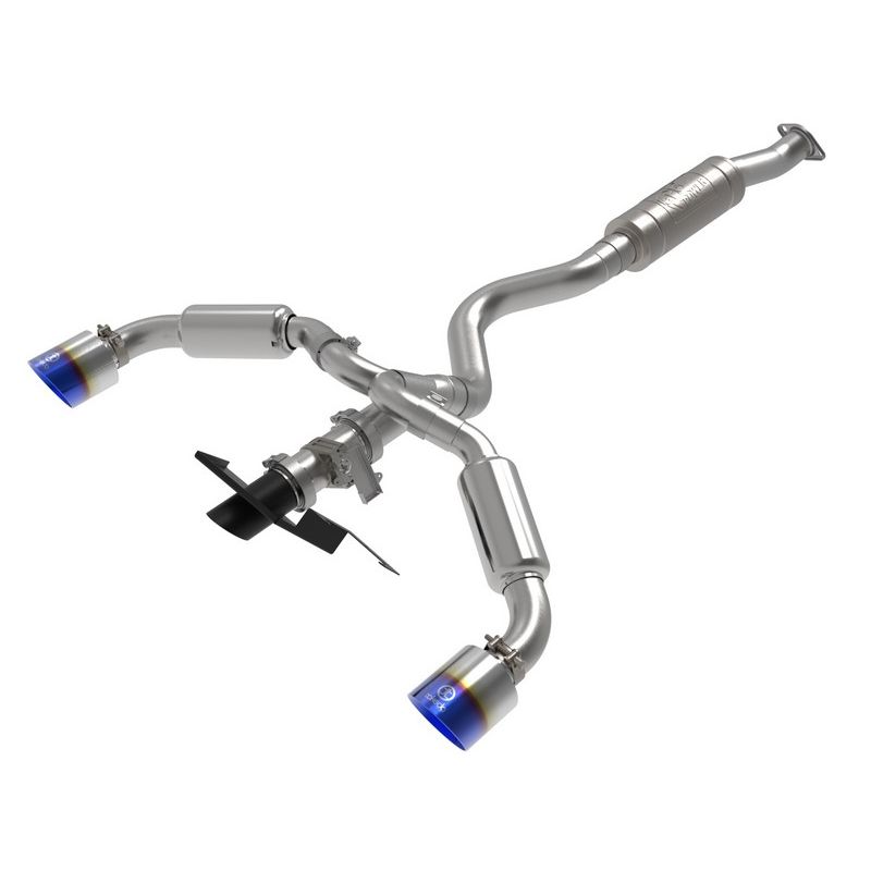 aFe Power 49-36067-L Gemini XV 3 IN to 2-1/2 IN 304 Stainless Steel Cat-Back Exhaust w/ Cut-Out Blue