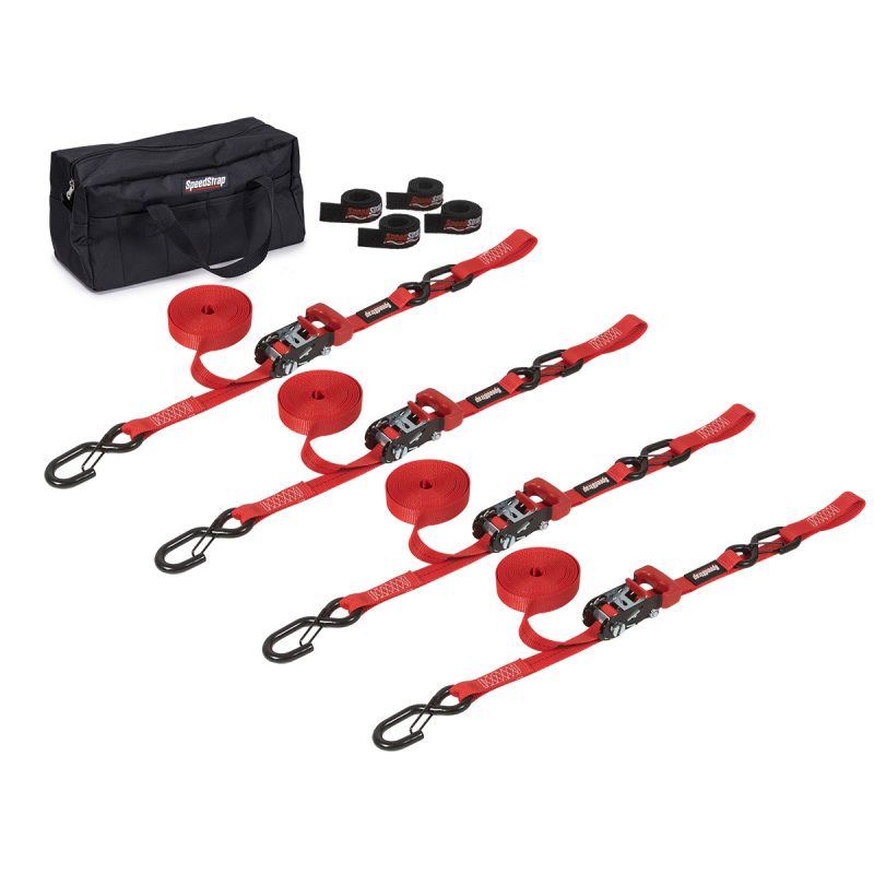 SpeedStrap 1In Heavy Duty Motorcycle/ATV Tie-Down Kit - Red