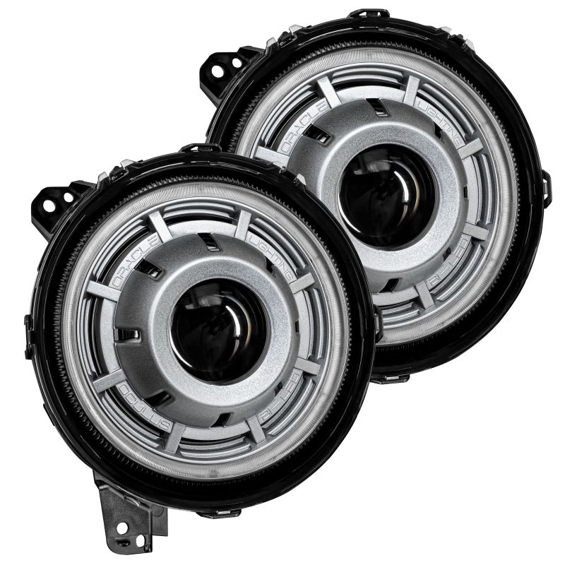 Oracle Lighting 5839-504-PSC Oculus Bi-LED Projector Headlights for Wrangler JL/ Gladiator JT - Satin Silver