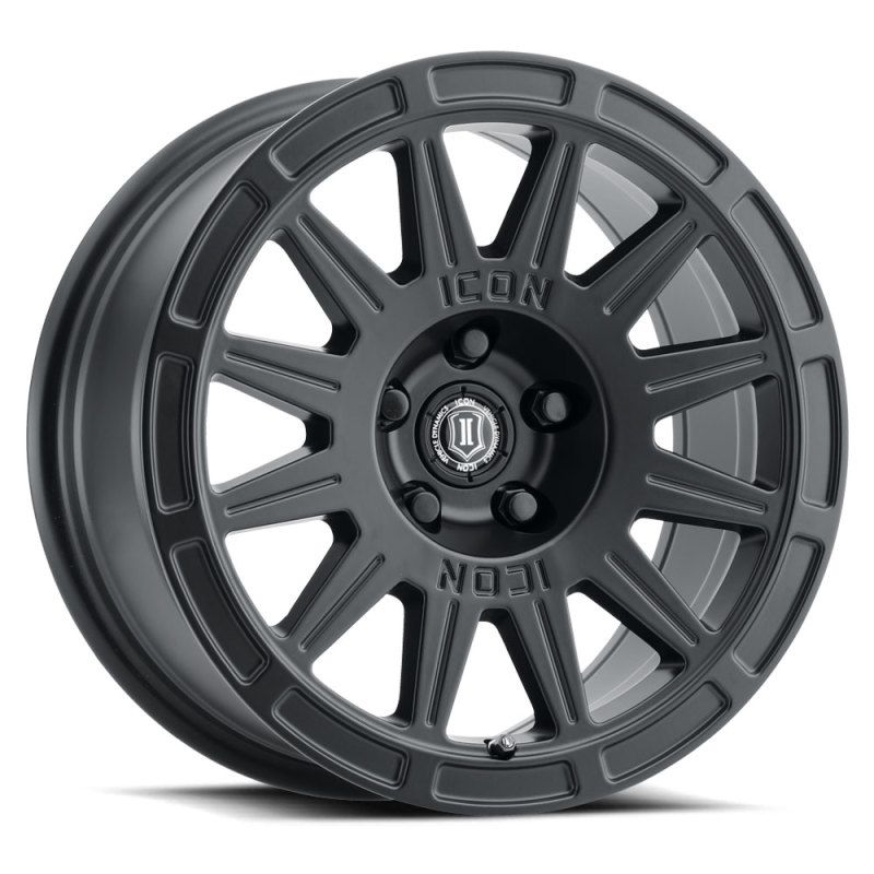 ICON 7015705046SB Ricochet 15x7 5x100 15mm Offset 4.6in BS 56.1mm Bore Satin Black Wheel