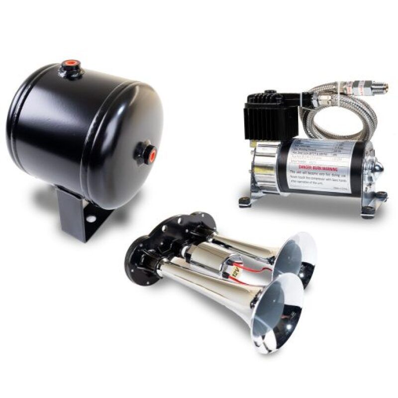 Kleinn Air Horns HK1 Kleinn Dual Chrome Horn Kit w/ 120 PSI Air Compressor / 0.5 gal Air Tank