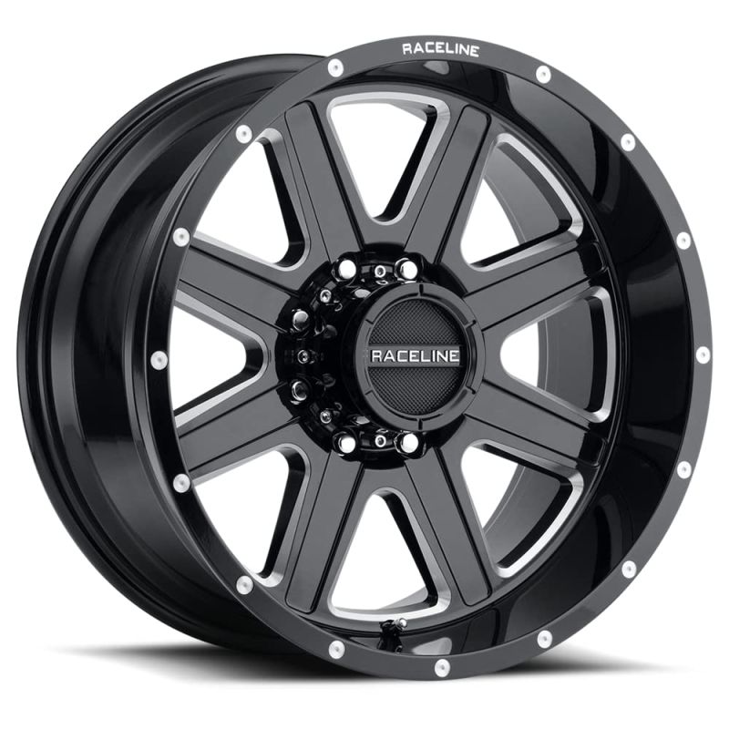 Raceline 940M Hostage 17x9in / 8x170 BP / -12mm Offset / 125.2mm Bore - Black & Milled Wheel