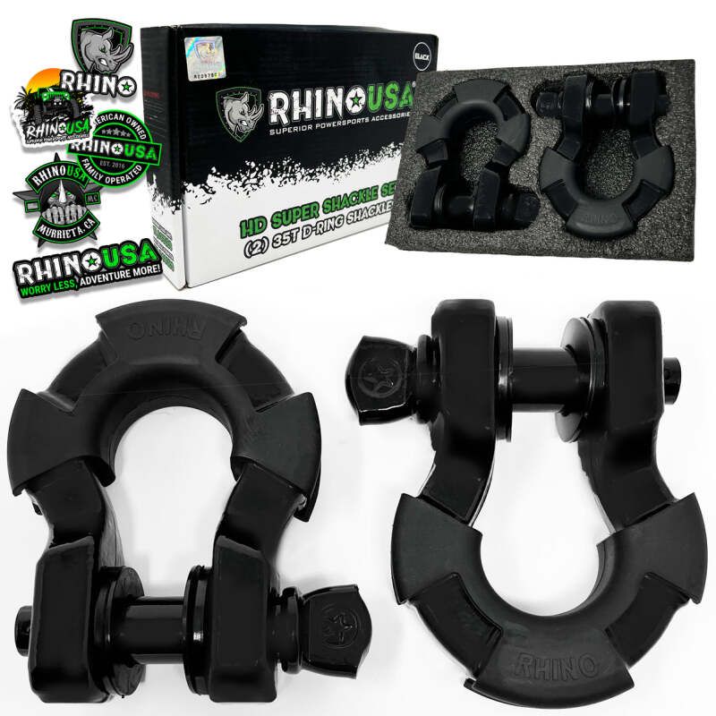 Rhino USA SUPERSHACK-MATTE 8T Super Shackle 2-Pack (Matte Black)