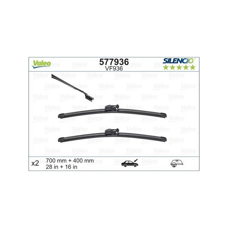 Valeo 577936 Flat 28in/16in Connector Top-Lock DENSO GEN2V5 (Pack of 2)