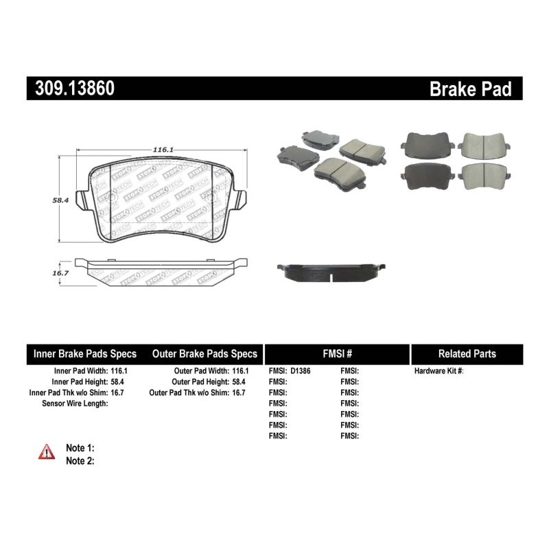 Stoptech 309.13860 Performance Brake Pads