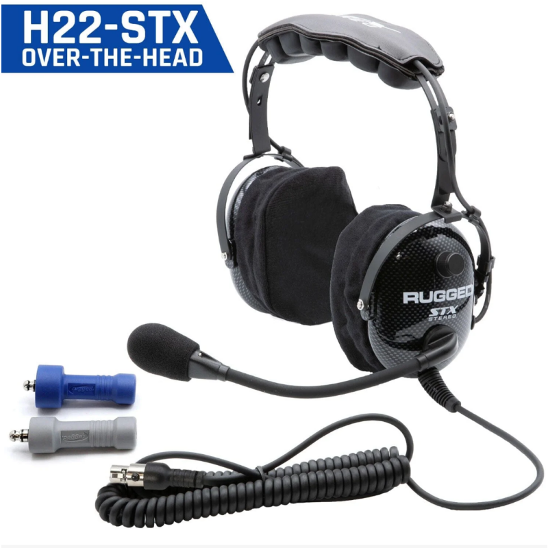 Rugged Radios H22-STX ULTIMATE HEADSET for STEREO and OFFROAD Intercoms - OTH or BTH