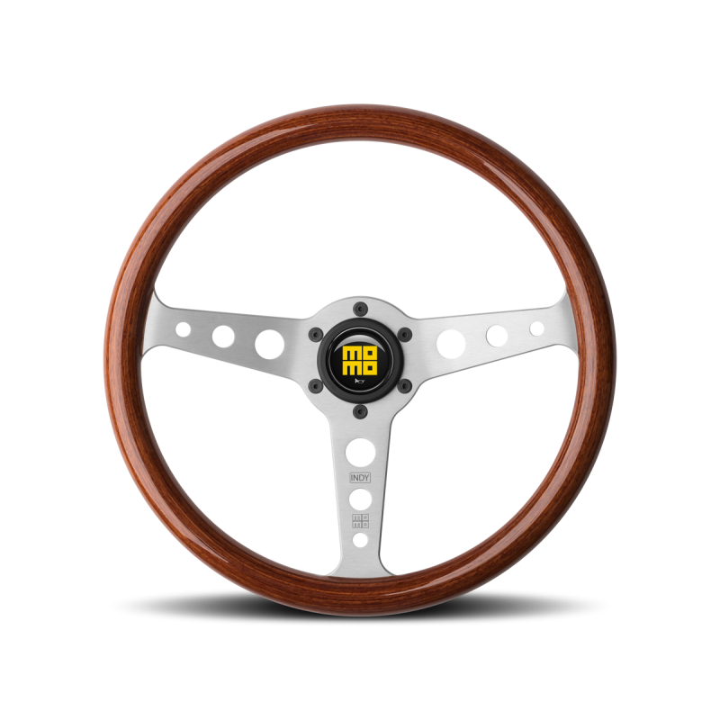 Momo Indy Steering Wheel 350 mm - Magoany Wood/Brshd Spokes